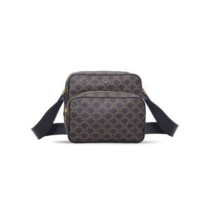 CELINE LARGE MESSENGER BAG IN TRIOMPHE CANVAS AND CALFSKIN 190822BSZ.38NV (26*23*13)